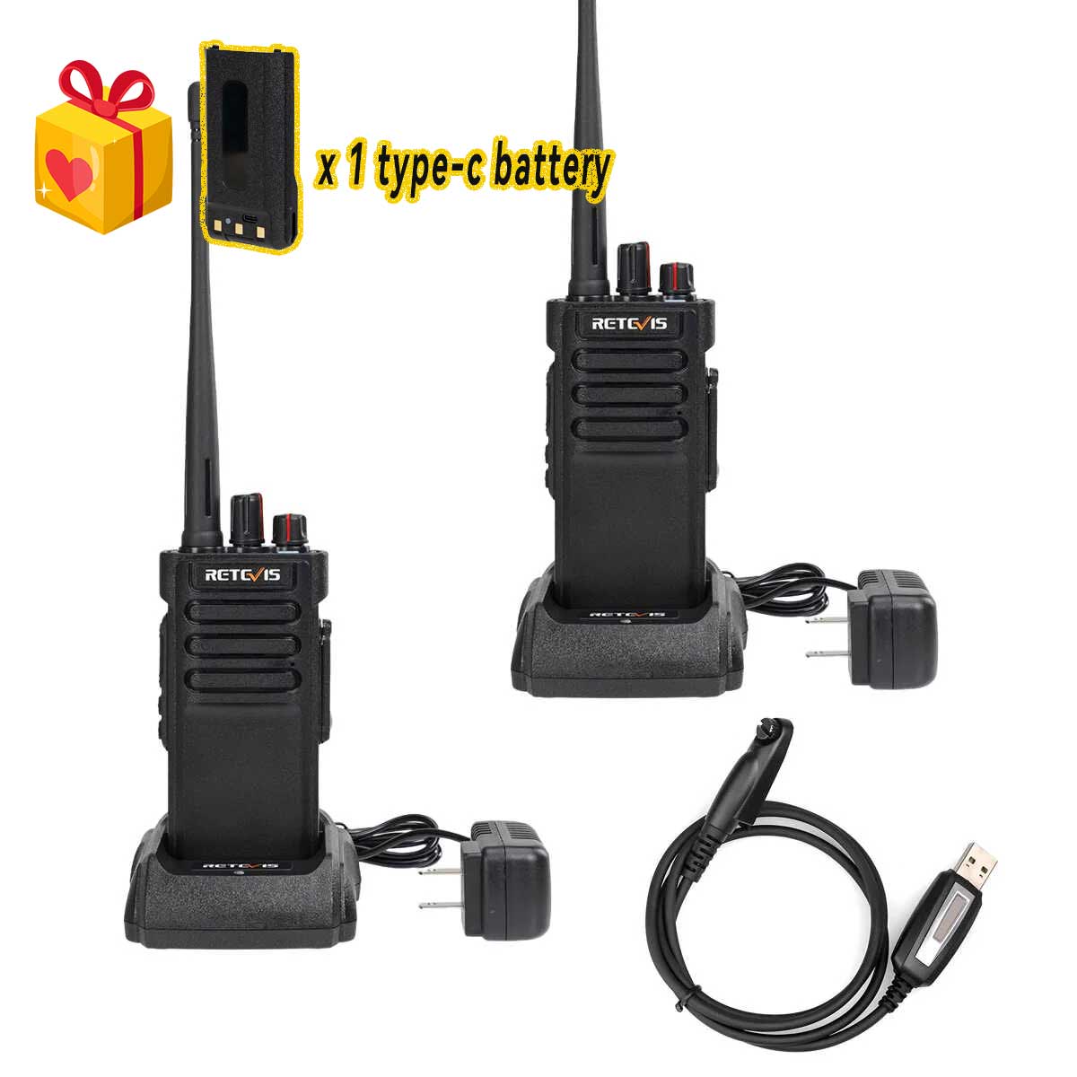 RT29D IP67 DMR Heavy Duty Two Way Radio 2Pcs+Programming Cable