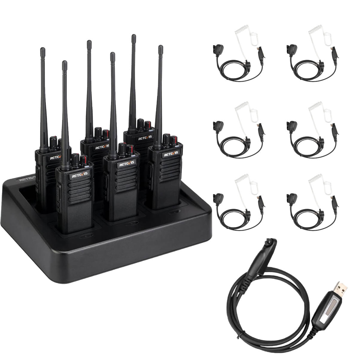 Retevis RT29D Waterproof Long-Range DMR Walkie Talkie with Earpiece 6pack