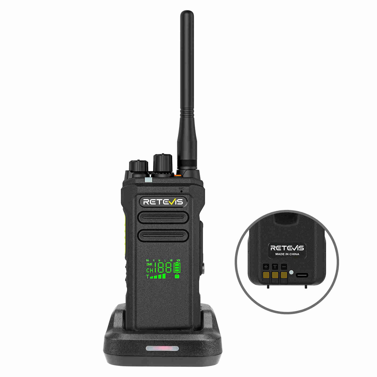 Retevis NR30D DMR Digital Two Way Radio with Noise Cancelling Radio Headset Bundle (10 Pack)