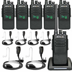 Retevis RT50 Long Range Waterproof Walkie Talkie with Mic Covert Acoustic Headset 6 pack