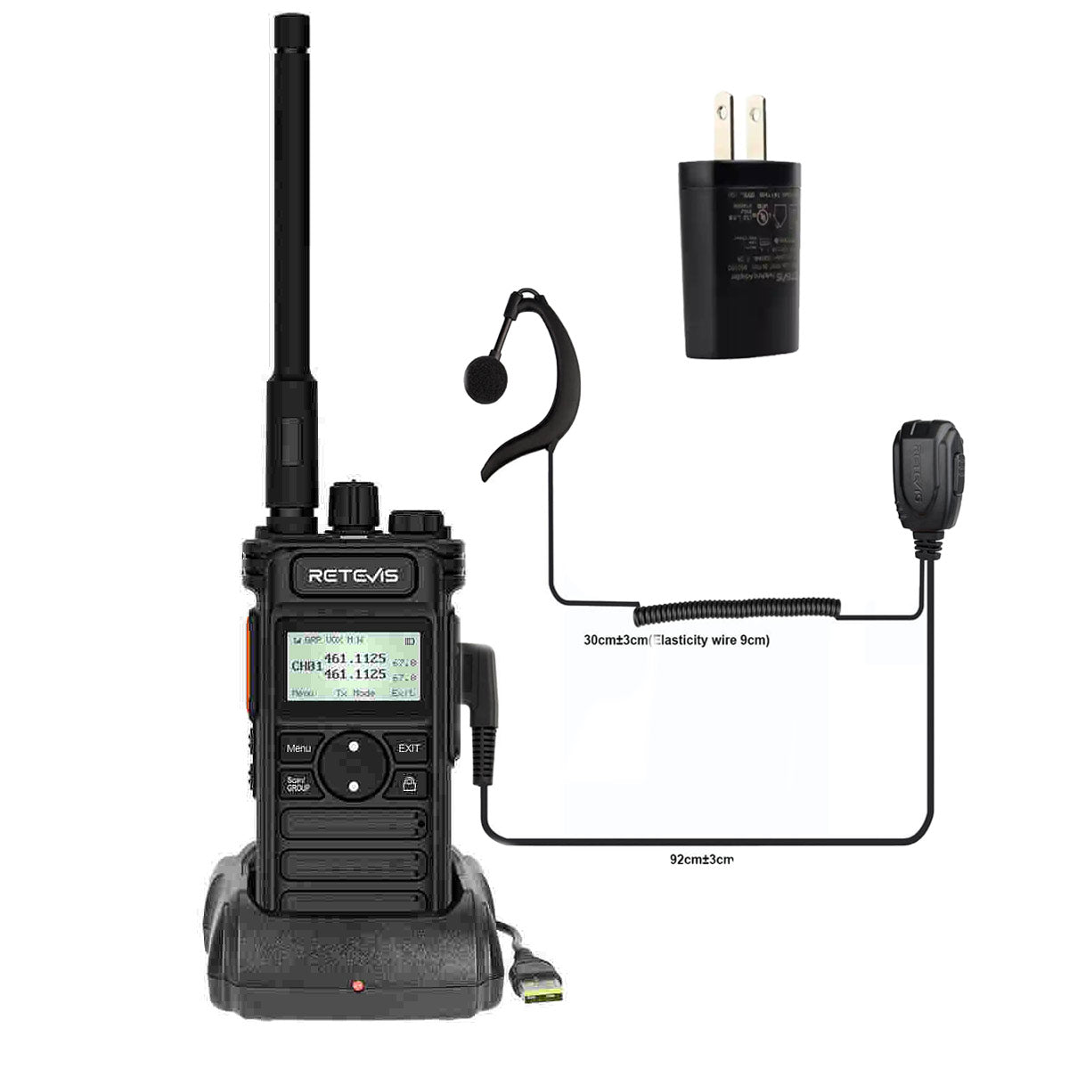 Retevis RT86S Long Range UHF Radio with G Shape Earpiece Kit 4Pack