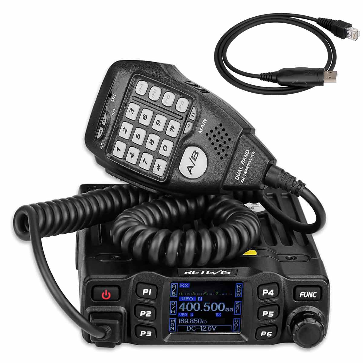 RT95 25W Dual Band HAM Mobile Radio With Program Cable – Retevis